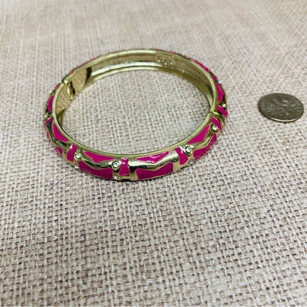 Sequin Gold Hot Pink Crystal Hinged Bracelet